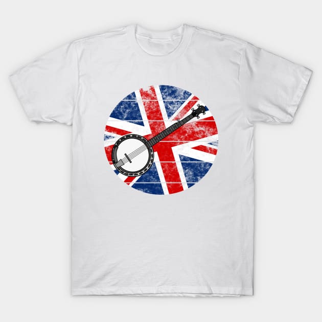 Banjo UK Flag Britain Banjoist British Musician T-Shirt by doodlerob